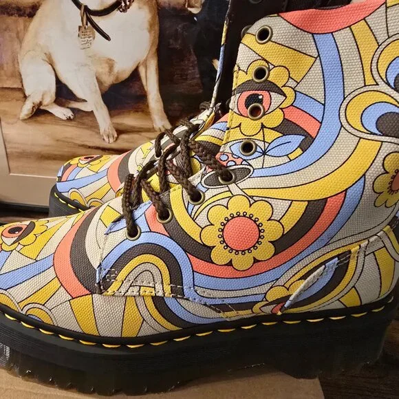 DR. MARTENS JADON RETRO RAY CANVAS PLATFORM 8 EYE SIDE ZIP Women's Size 11 US - Picture 6 of 15